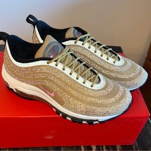 Nike Air Max 97 LXX in Metallic Gold Swarovski and Red…